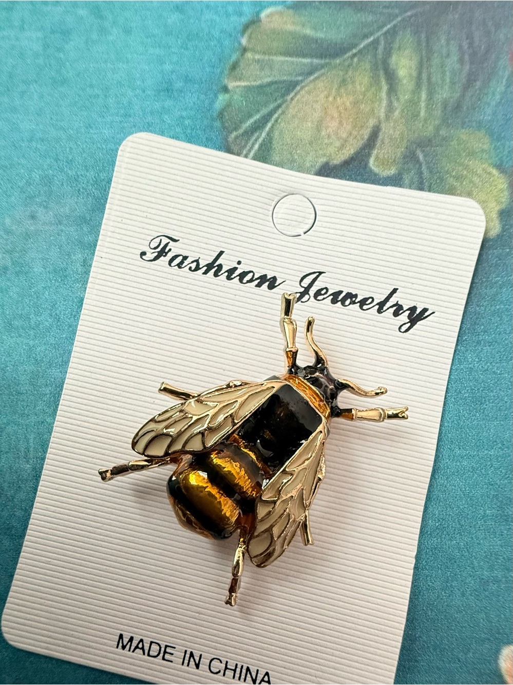 Fashion Jewelry Gold and Amber Bee Brooch